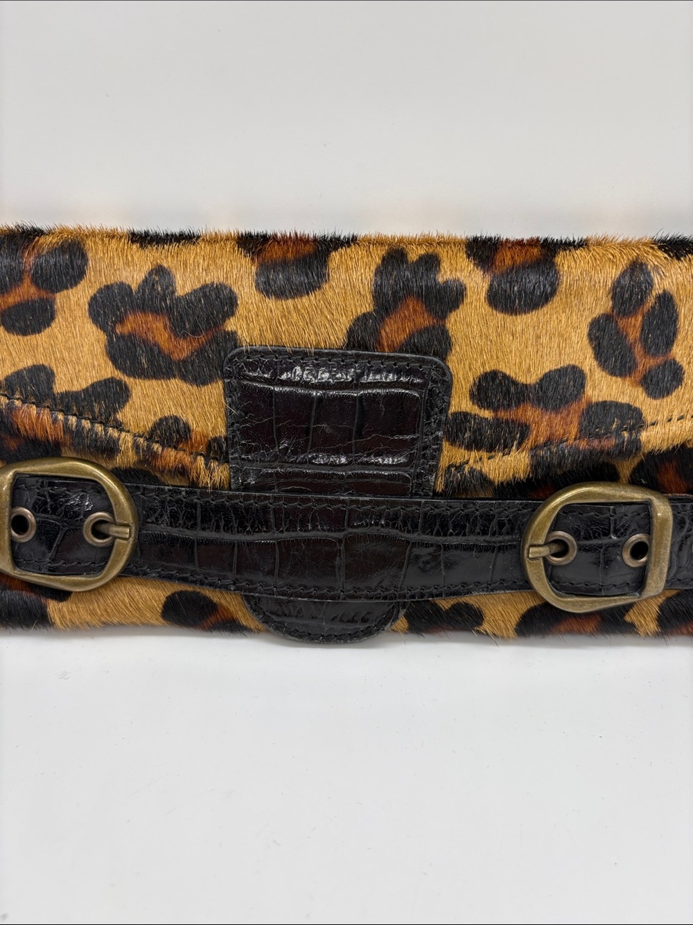 Mauricio Taiuti Leopard Print Leather Clutch Wristlet Purse - Picture 2 of 5